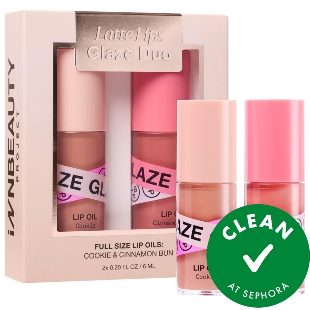InnBeauty Project Latte Lips Glaze Duo: Cookie & Cinnamon Bun, .20oz x2, NIB